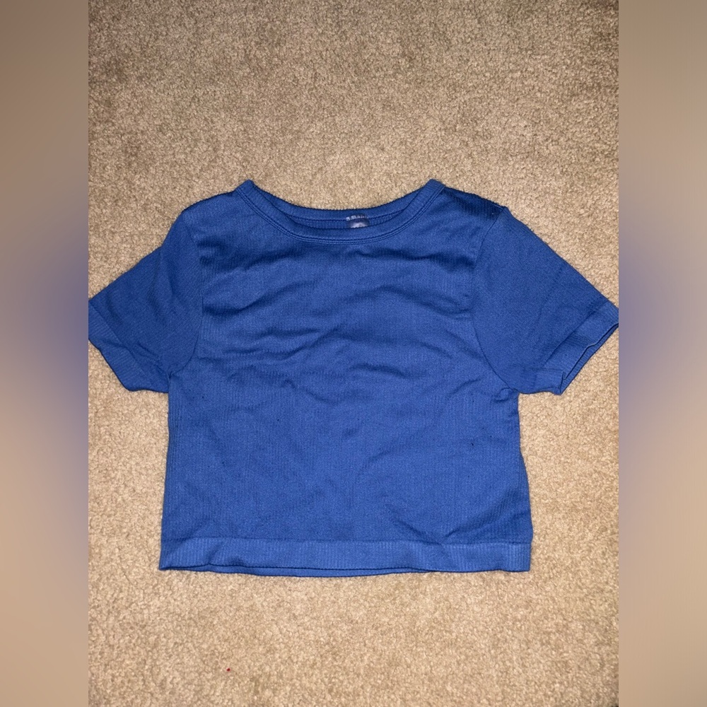 Blue high neck cropped top size medium